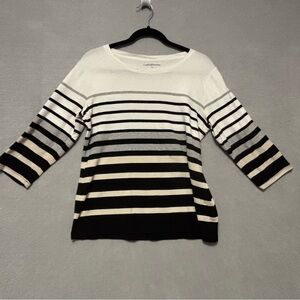 Croft & Barrow Women's Striped Sweater - Black, White, Gray